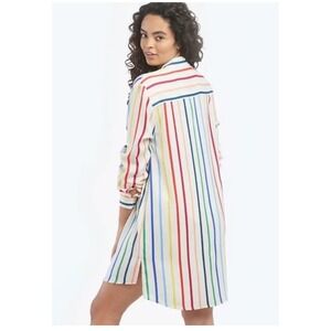 Summersalt Swim Cover Up rainbow stripe shirtdress size small, like new